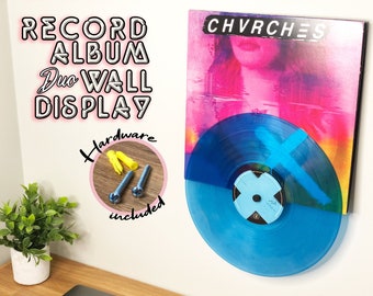 Record Album Duo Wall Display | 12 Inch Record Wall Mount | Vinyl Art | Record Wall Hanger | Screw Mounted