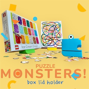 Cute Puzzle Box Stand - Puzzle Monsters! Puzzle Lid Holder - Puzzle Box Holder - Puzzle Easel