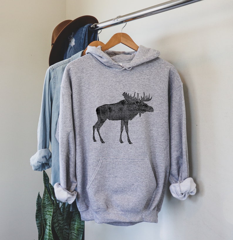 Moose Hoodie Moose Sweatshirt Unisex Sweatshirt Outdoor Etsy Singapore