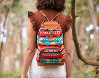 Geometric Tribal Leather Backpacks