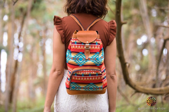 Geometric Tribal Leather Backpacks - Etsy display picture 1