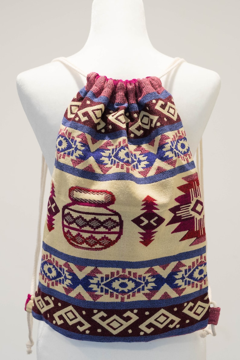 Geometric Tribal Drawstring Backpacks