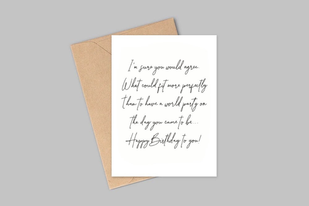 Happy Birthday Stevie Wonder lyrics A6 card with envelope. Etsy