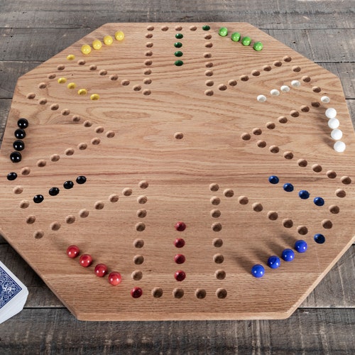Oak Cards and Marbles Game With Handle Etsy
