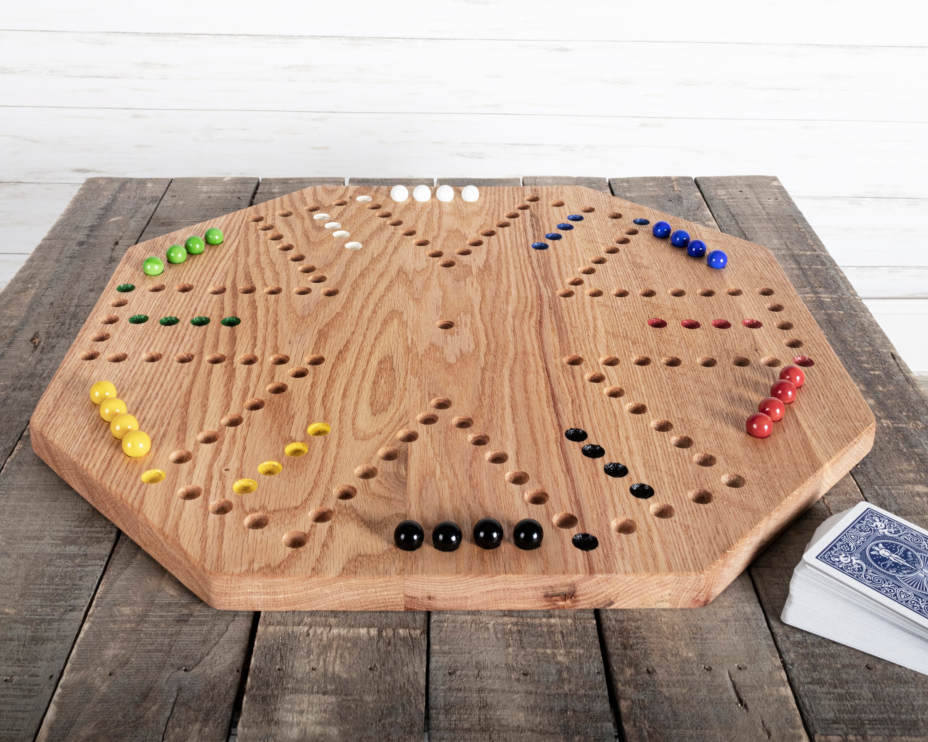 Oak Cards and Marbles Game Etsy