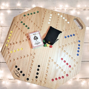 Oak Cards and Marbles Game with handle