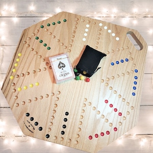 Oak Cards and Marbles Game with handle