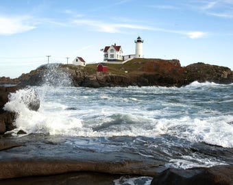 Nubble Island Lighthouse Canvas Print – Cape Neddick Light, Nautical Wall Art CW 2067