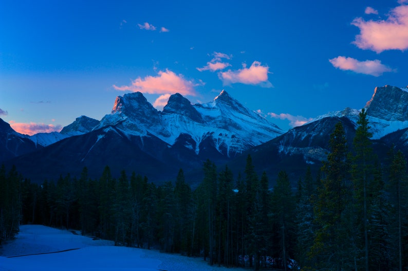 Three Sisters Mountain Range Canmore Alberta Canada Canvas Etsy