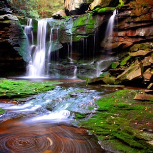 Magical Ekalaka Waterfalls Four Cascades in Blackwater Falls State Park in the Allegheny Mountains of West Virginia Canvas Print - CW 6923