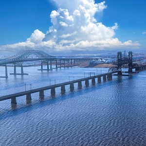 Newark Bay Bridge Canvas Print: New Jersey Winter Landscape