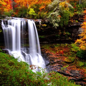 Dry Falls also Known as Upper Cullasaja Falls in the Nantahala National Forest North Carolina in Full Autumn Foliage Canvas Print - CW 2823