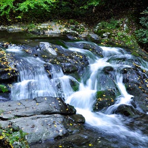 Appalachian Waterfalls Flowing Through the Mountain Range, North Carolina Canvas Print - Blue Ridge Mountains - Waterfall Wall Art - CW 5759