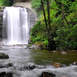 Looking Glass Falls in Blue Ridge Mountains, Western North Carolina, in Pisgah National Forest Canvas Print - Waterfall Wall Art - CW 1355