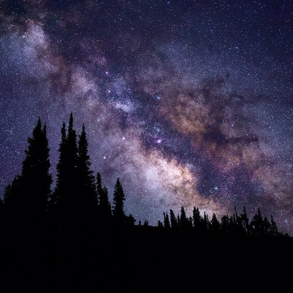 Milky Way Galaxy & StarryNight Sky Over the San Juan Mountains in Telluride Colorado Canvas Print - Mountains Canvas Print - CW 4974