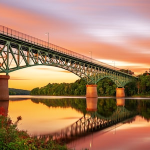 Augusta Maine Canvas Print: Kennebec River Memorial Bridge Sunrise