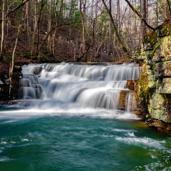 Main falls of the Fenwick Mines Waterfalls Located New Castle, Virginia Canvas Print -  Jefferson National Forest - Hiking Trails - CW 3220