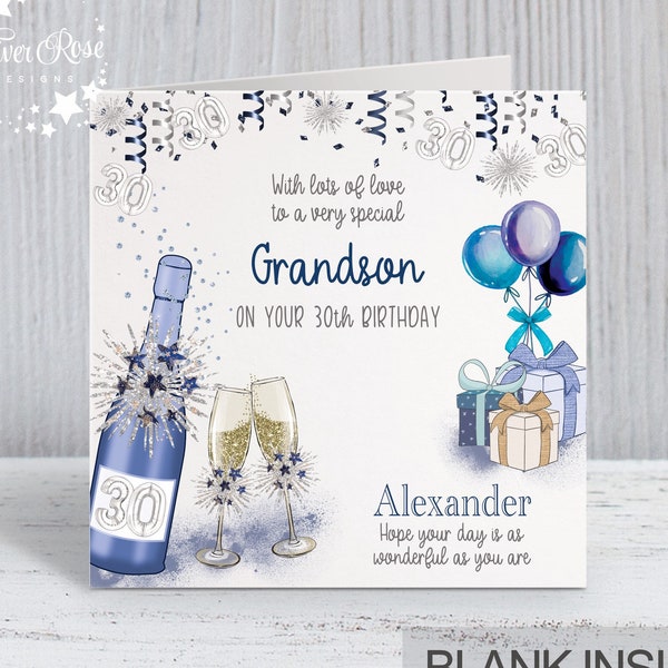 30th Birthday Card Personalised for Him / Men, Son, Grandson, Godson, Cousin, Nephew, Brother (Standard or A5)