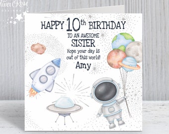 Personalised Space Astronaut Theme Birthday Card, 1st, 2nd, 3rd, 4th, 5th, 6th, 7th, 8th, 9th, 10th, Son, Grandson, Nephew, Daughter, Niece