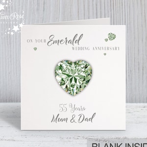 Emerald 55th Anniversary Card, 6" Personalised Card, 55 Years, Mum and Dad, Nan and Grandad, Parents, Sister, Brother, Friend