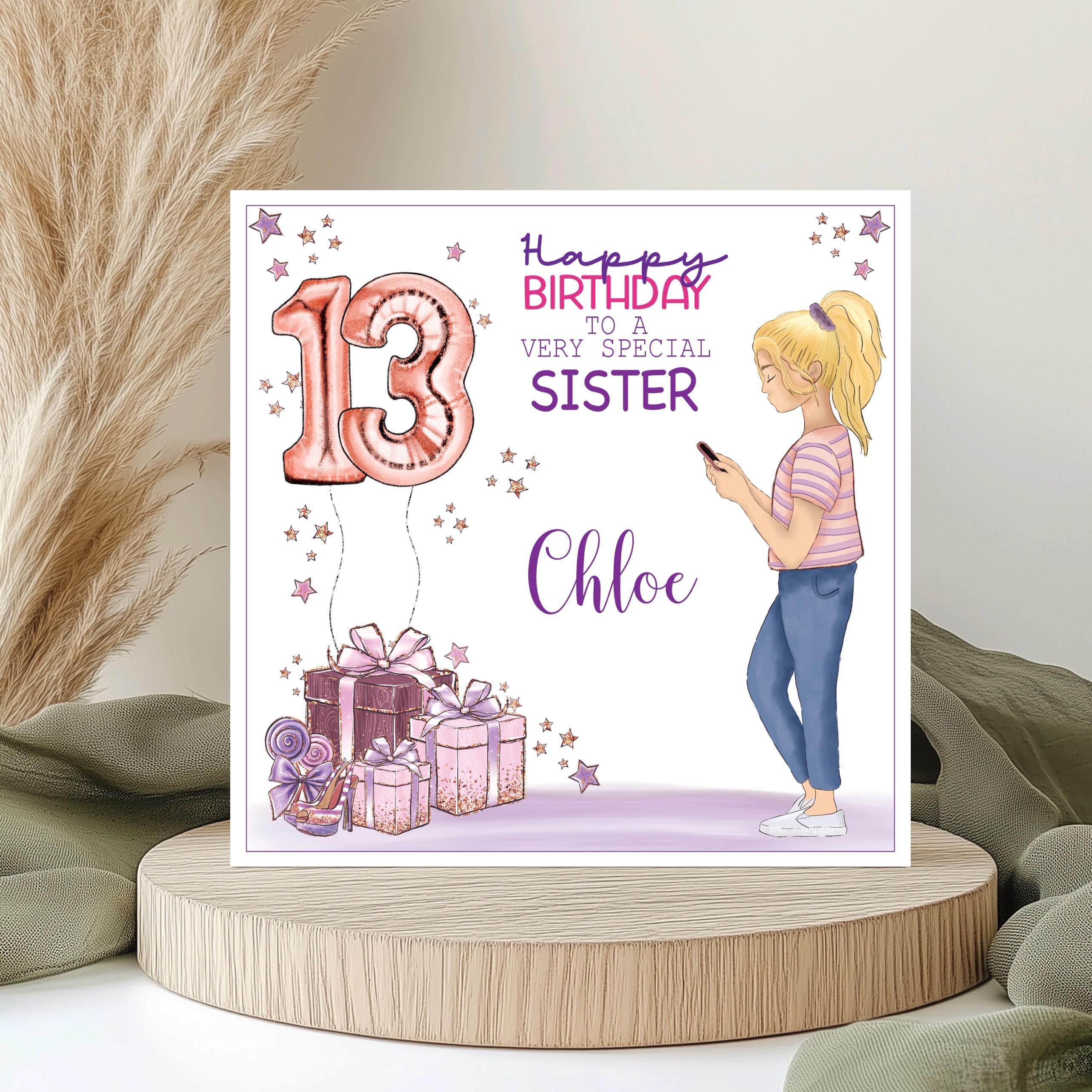 Tarjeta De Cumpleaños Número 13 Para Niña, Tarjeta 13 Para Hija Sobrina  Nieta Nieta Hermana Prima, Tarjeta De Feliz Cumpleaños Número 13, 13, Nueva  Adolescente - España, image size:2566x2566