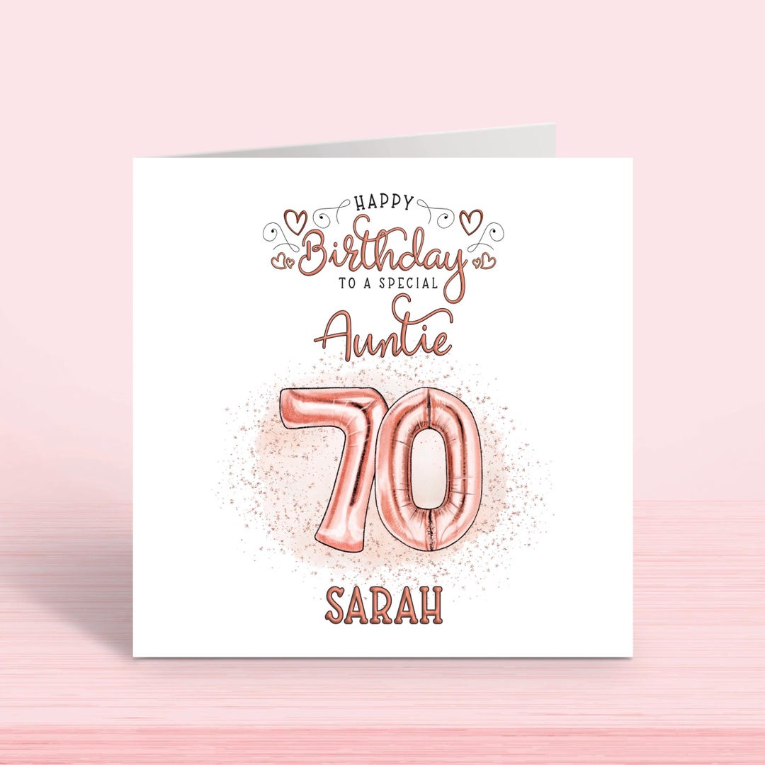 Personalised 70th Birthday Card: Pink, Auntie Sister Cousin Friend ...