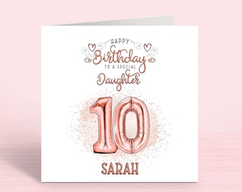 10th Birthday Card For Girl, Pink Balloons, Birthday Card - View #14