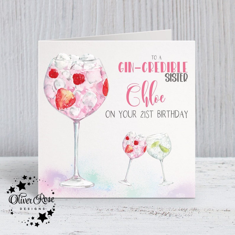 Gin Birthday Card for Her Cards for Women Friend Sister Etsy