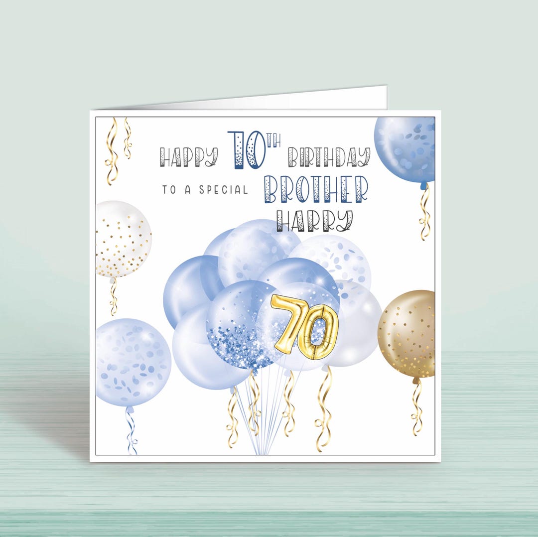 70th Birthday Card | Blue Personalised Gift for Him / Man, Men, Male ...