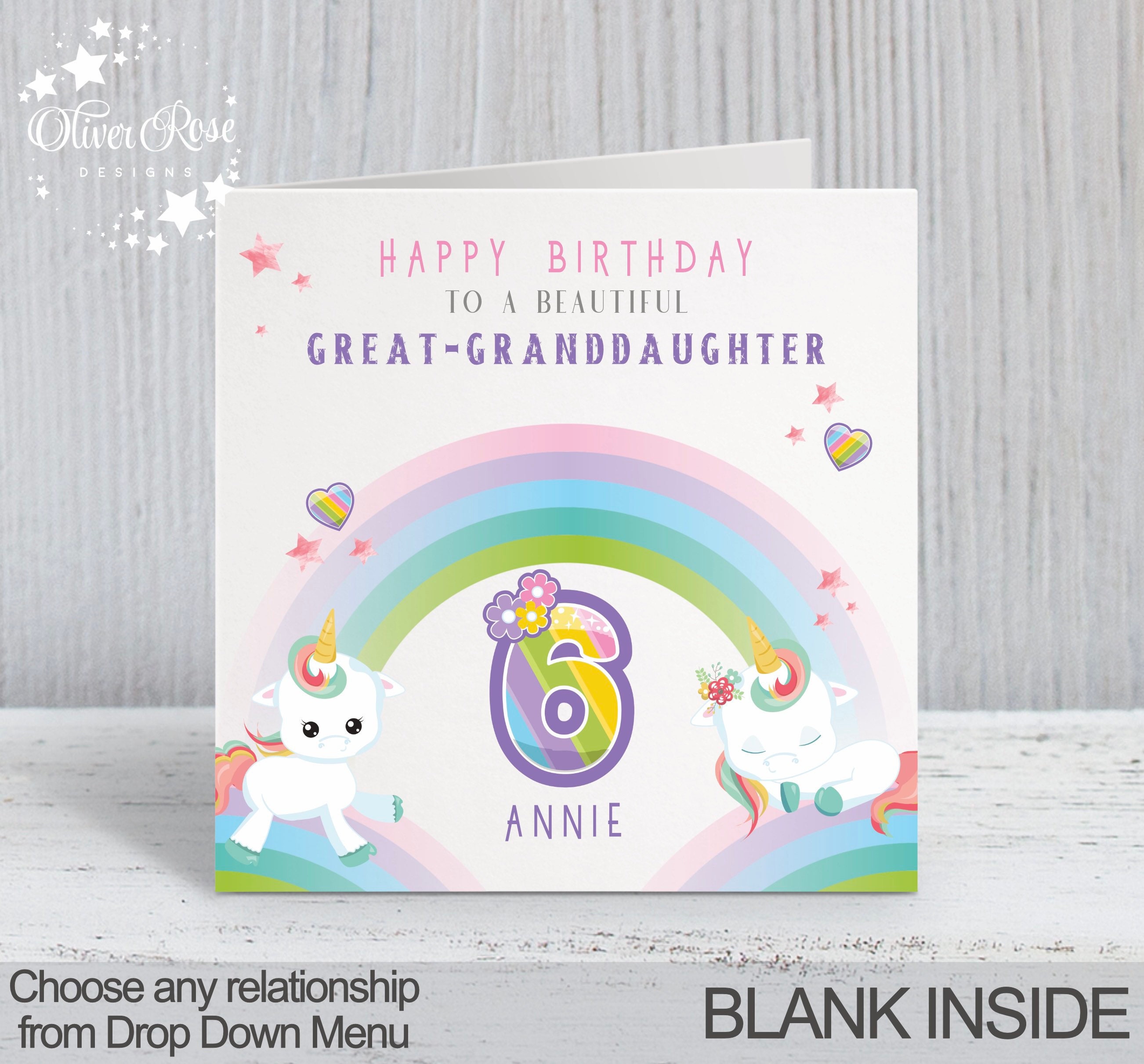 6th Birthday Card AGE 6 Girls Personalised Rainbow Unicorn - Etsy UK