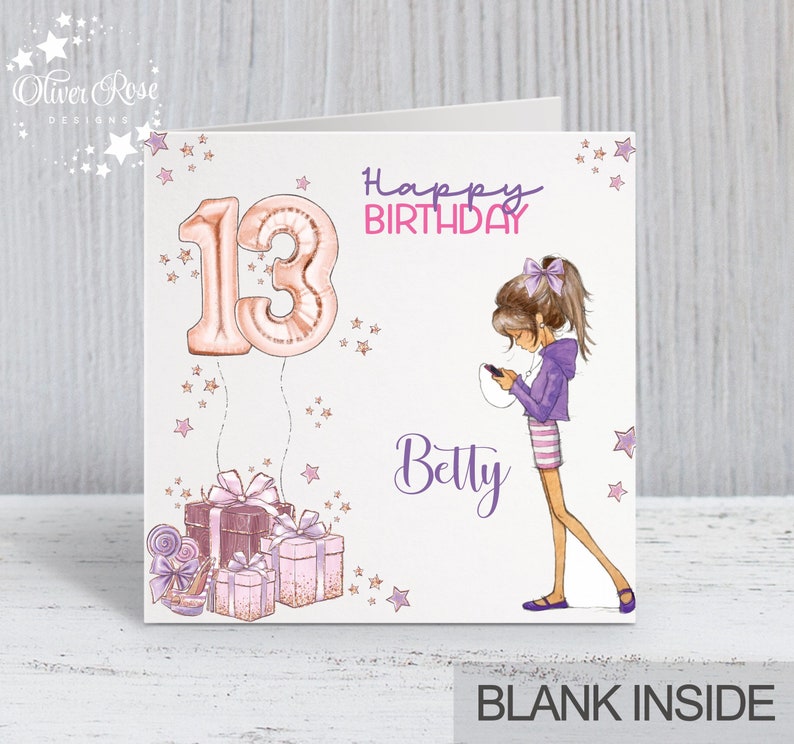 13th Birthday Card AGE 13 Teenager Girls Personalised | Etsy UK