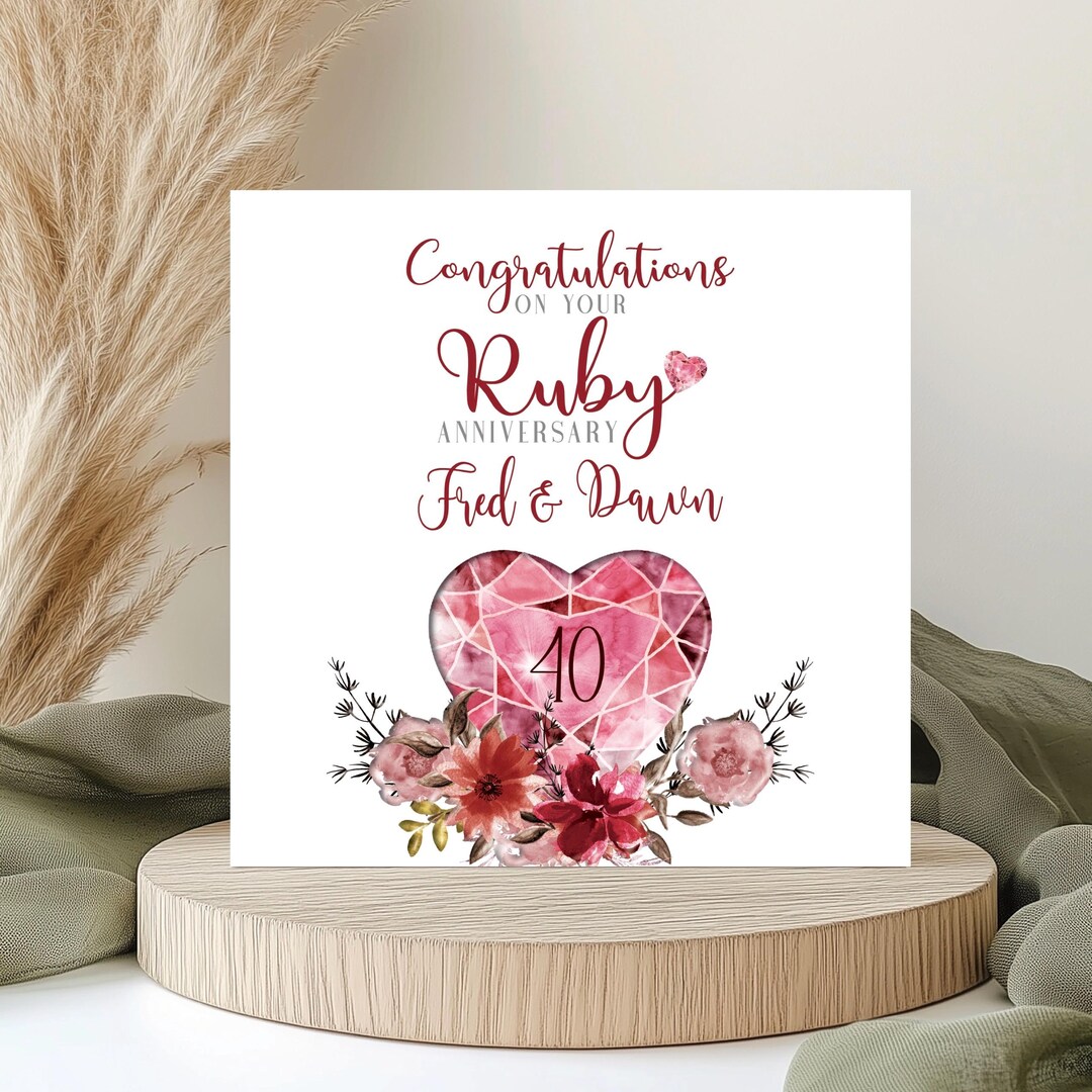 Personalised 40th Anniversary Card, Ruby Anniversary Card Any Relations ...
