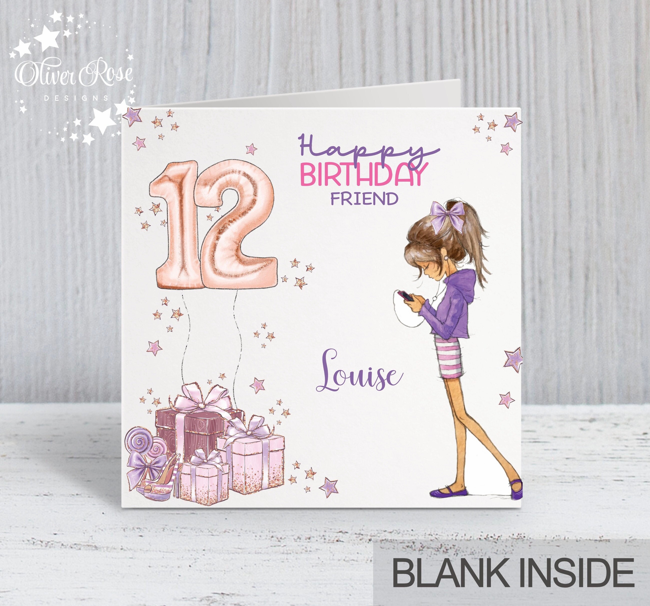 12th Birthday Card AGE 12 Twelve Personalised for Her / - Etsy