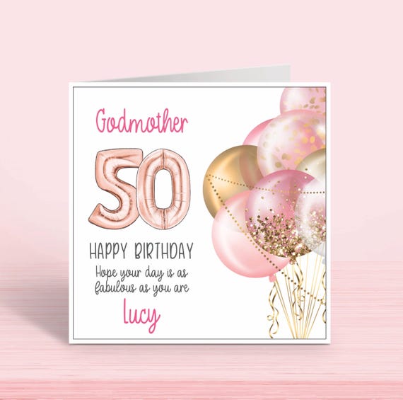 Tarjeta Personalizada De 50 Cumpleaños: Diseño Con Efecto Rosa Y Dorado Para Cualquier Relación (15 X 15 Cm) - México