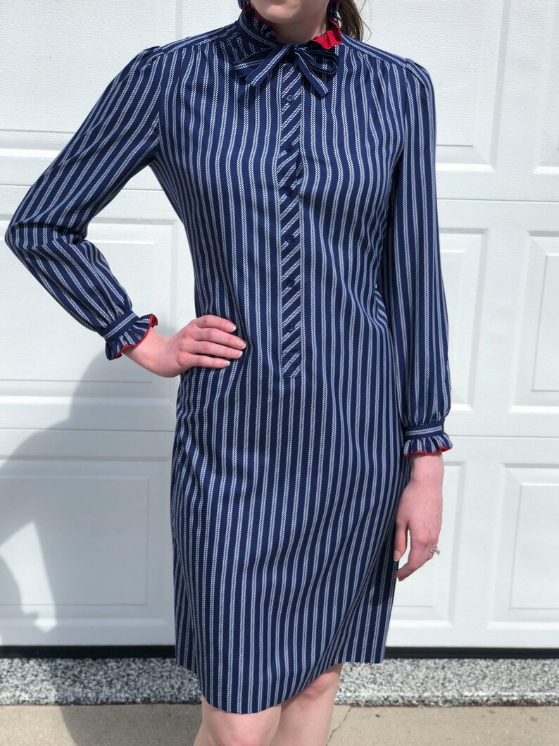 Navy 1970/'s Schrader Sport High Neck Dress