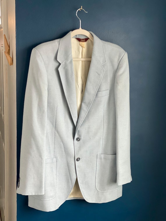 Vintage 80s Mens Powder Blue Blazer - image 6