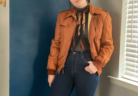 Rust Colored 80s London Fog Bomber Jacket