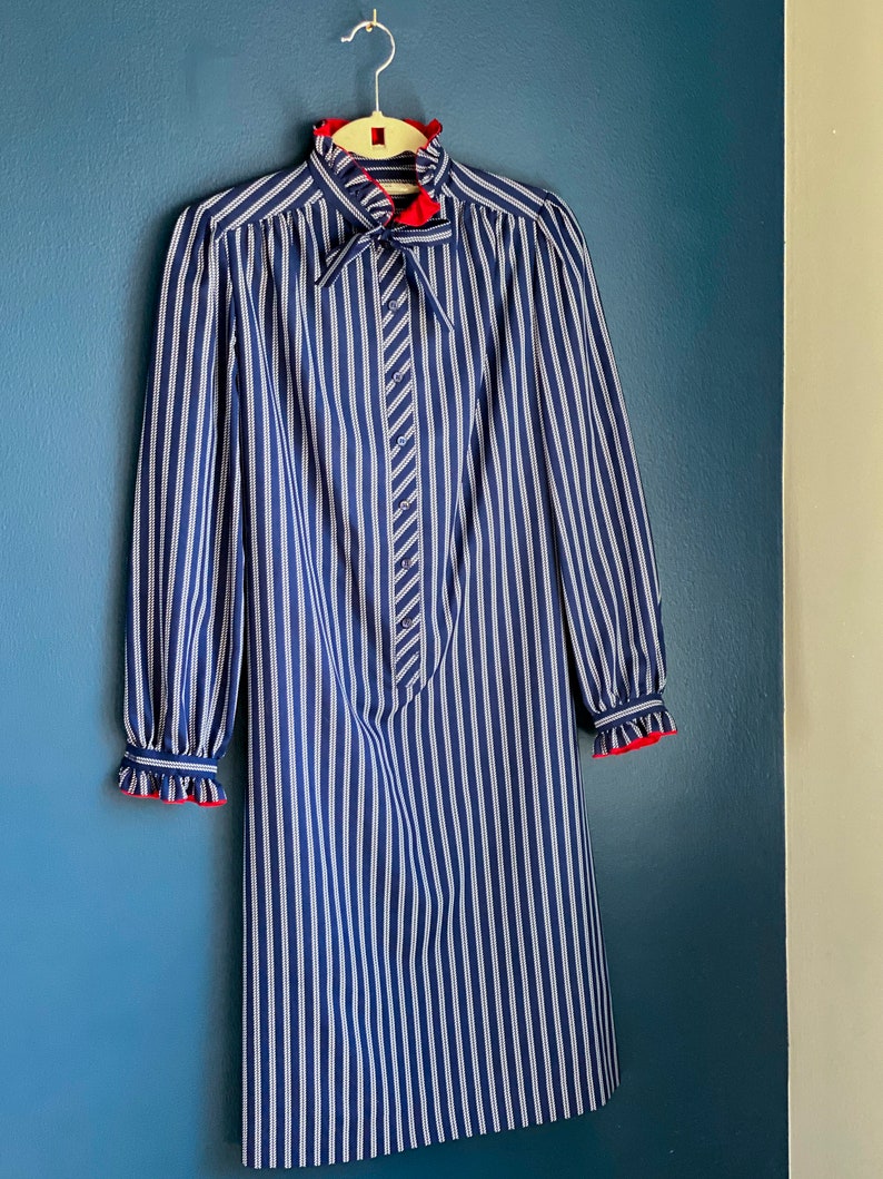 Navy 1970/'s Schrader Sport High Neck Dress