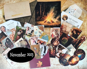 Sticker Subscription, 3 Month Sticker Subscription, Sticker Loot Box, Vintage Victorian Art Stickers, Charcoal & Thread Subscription