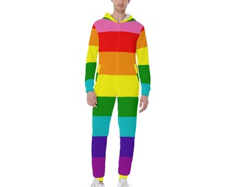 Love is Love Hooded Onesie, LGBTQ Onesie, pride Jumpsuit, rainbow Jumpsuit, original pride flag, rainbow flag, LGBTQIA Onesie, pride Onesie