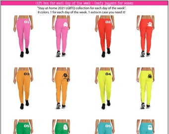 Gift Box 8 comfy Joggers for each day of the week Stay-at-home 2021 LGBTQ collection Fashion 7 Sizes XS to 3X, Gift