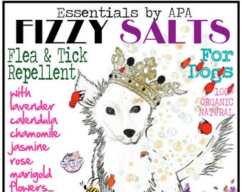 Flea and Tick repellent Fizzy Salts Effervescent Bath Salts for Dogs Organic Essential Oil scented & Oats (Pack of 3)