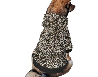 Dog hoodie leopard print, animal print, fuzzy warm buttoned dog sweater, dog clothes, Gift, feline, Halloween costume, animal lovers