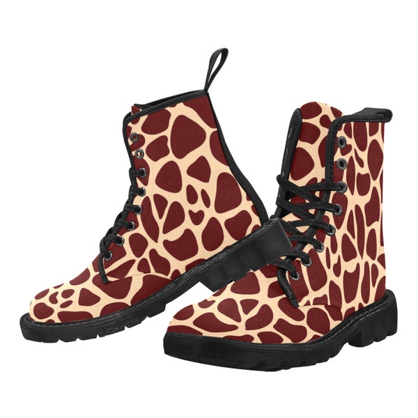 Bottes en toile à lacets pour femmes Imprimé girafe, Félin, Imprimé animal, Cadeau pour les amoureux des animaux, Cadeau pour les amoureux des chats, Halloween,