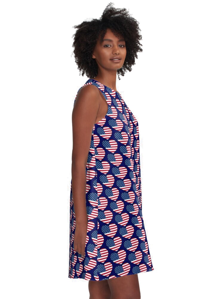 Flattering A-line Dress Fourth of July US Flag America - Etsy