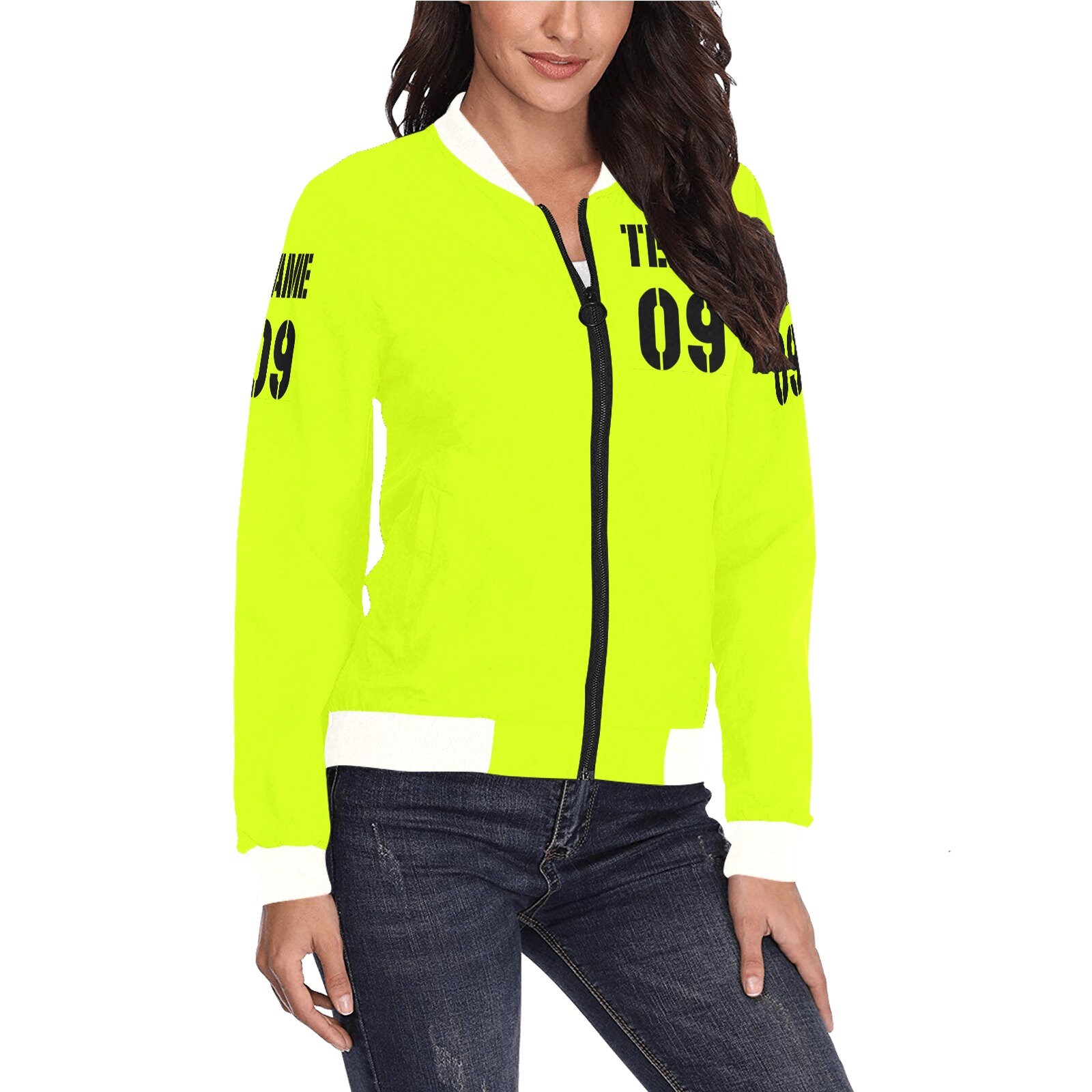 Custom Team Women s Bomber Jacket With Zipper Sports Uniform Flight Jacket Custom Design Your Own Jacket Add Team Name Custom Gift Etsy