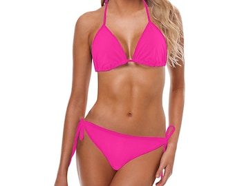 All Hot Pink Triangle Bikini set, Two piece swimsuit, Women Swimwear, 8 sizes S to 5XL, gift, gift for her