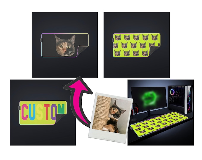 Tapis de souris de jeu LED personnalisé, tapis de souris de jeu personnalisé, concevez sur mesure votre tapis de souris de jeu, ajoutez une photo, du texte, un logo, un tapis de souris personnalisé