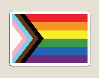 Kiss-cut Magnets Love is Love Progress pride flag, LGBTQ flag Rebooted by Daniel Quasar, rainbow flag, 3 sizes, Gift, Home decor, Fridge