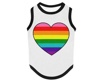 Dog t-shirt Love is love, LGBTQ pride flag Dog Tank Top, rainbow flag heart Dog shirt, Dog clothes, Dog clothing, Dog apparel, Gift for dogs